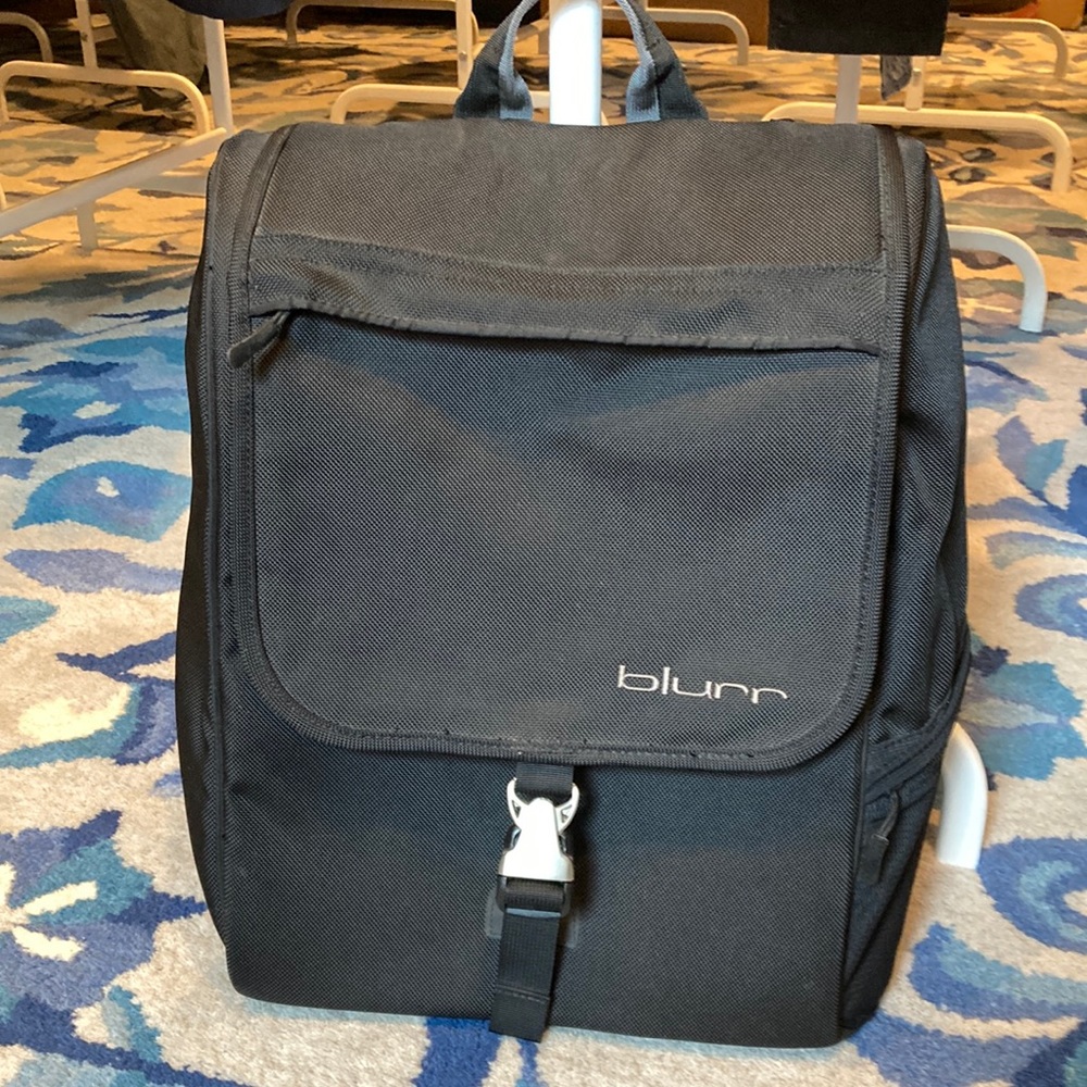 BLURR Solid Black Laptop Backpack London Tube Map Liner Pockets School Work